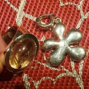 925 Sterling silver set. Pendant and ring.